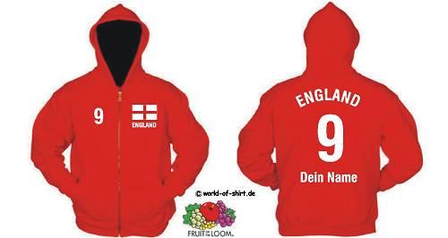 ENGLAND KAPUZEN JACKE INKL.WUNSCHNAMEN u. NUMMER