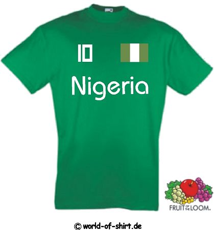 NIGERIA KINDER T-SHIRT IM TRIKOT LOOK F&Uuml;R KIDS