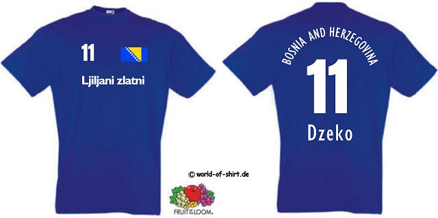 BOSNIEN BOSNA Ljiljani zlatni TRIKOT DZEKO T-SHIRT