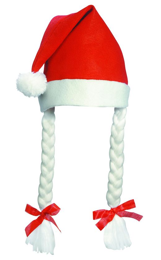 NIKOLAUSMÜTZE MIT ZÖPFEN WEIHNACHTSMÜTZE MÜTZE NEU