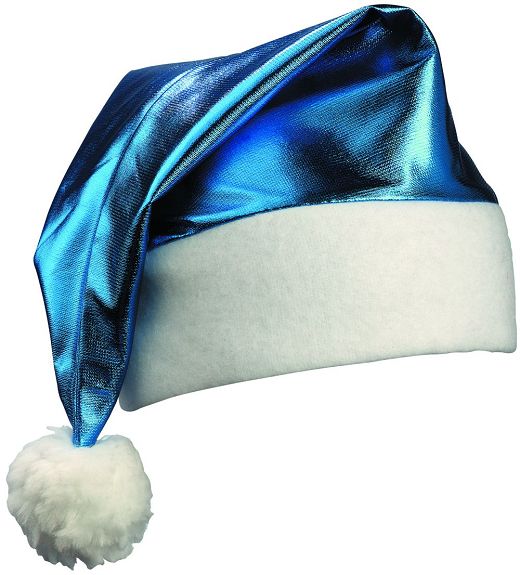 NIKOLAUSMÜTZE GLANZ BLAU WEIHNACHTSMÜTZE MÜTZE NEU