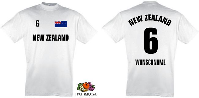 NEUSEELAND NEW ZEALAND T-SHIRT TRIKOT INKL.NAME&NUMMER6