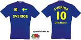 SCHWEDEN / SVERIGE T-SHIRT TRIKOT LOOK inkl.WUNSCHDRUCK