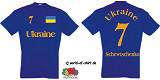 UKRAINE T-SHIRT IM TRIKOT LOOK MIT WUNSCHNUMMER & NAMEN(Mroyal mit Schewtsch.)