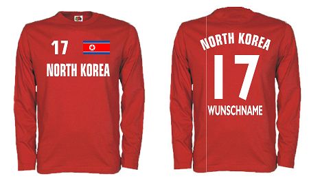 NORDKOREA LONGSLEEVE T-SHIRT TRIKOT INKL.NAME&NUMMER 22