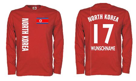 NORDKOREA LONGSLEEVE T-SHIRT TRIKOT INKL.NAME&NUMMER 21
