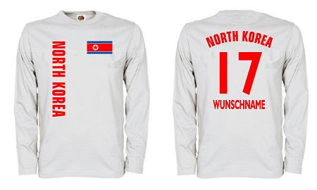NORDKOREA LONGSLEEVE T-SHIRT TRIKOT INKL.NAME&NUMMER 19