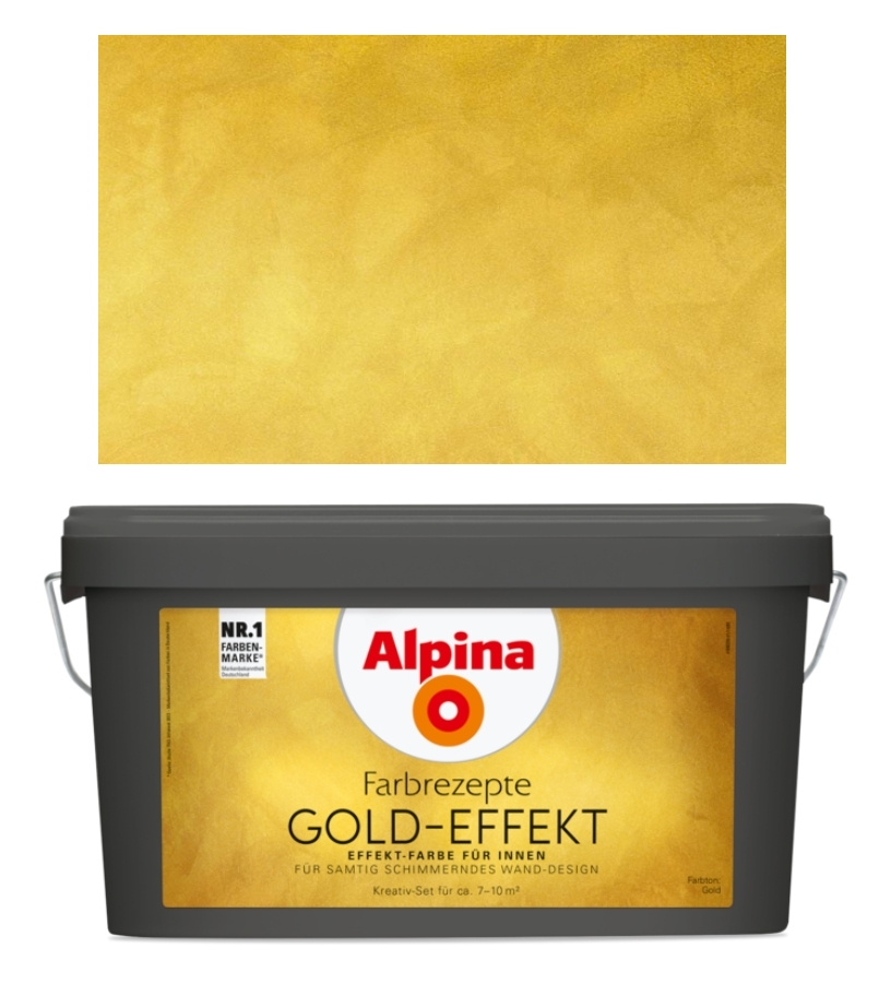 Alpina Wandfarbe Gold Effekt 4,1 L. samtig schimmernd, Basis & Finish