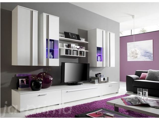 ++SOFOERT LIEFERBAR++WOHNWAND WOHNZIMMER SCHRANKWAND WEIß RUN LED