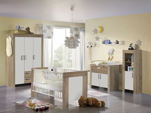 TOP-QUALITAT-6-tlg-BABYZIMMER-KOMPLETT-SCHRANK-BETT-JANNE-EICHE-SAGERAU-109087