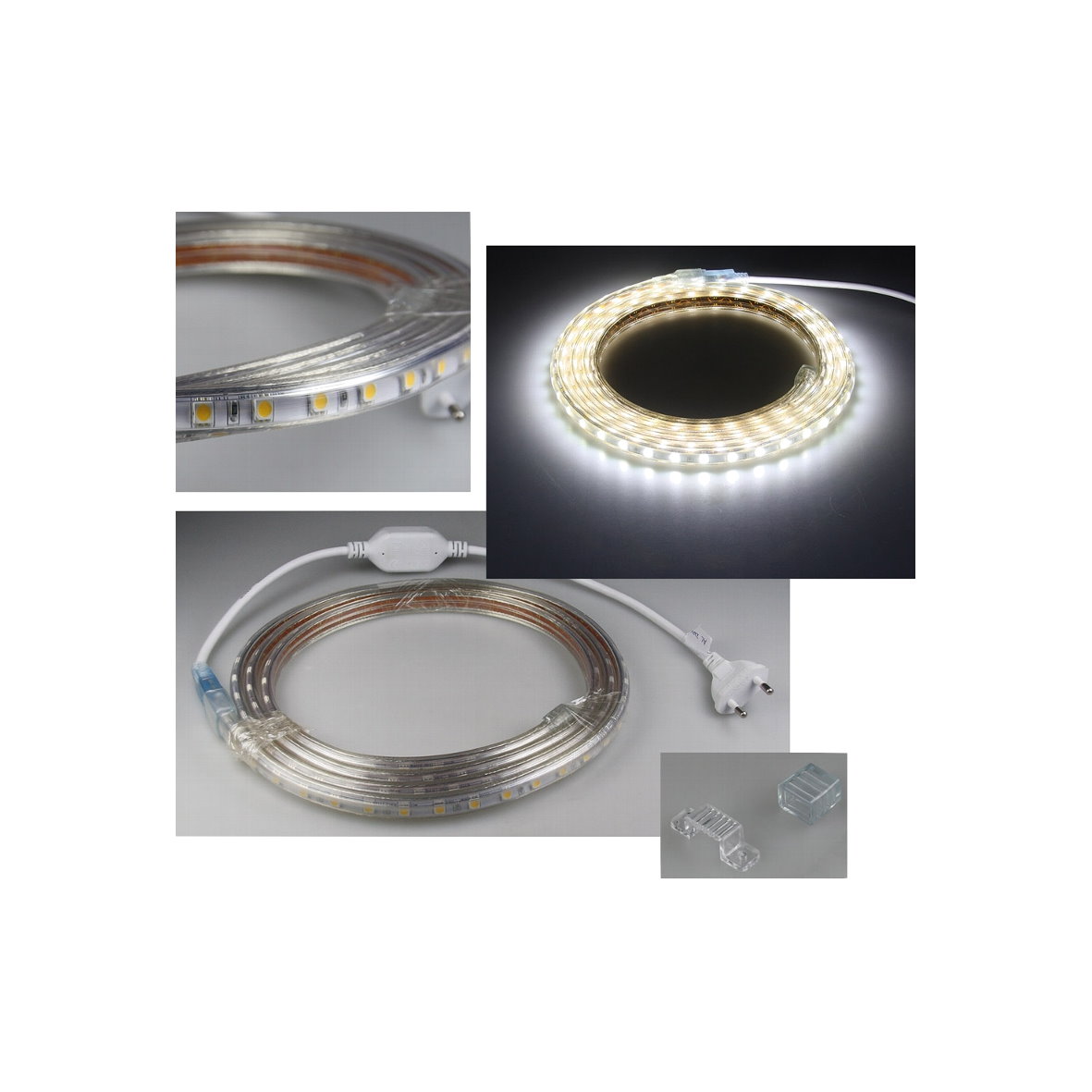 LED Lichtband IP44 230V mit Stecker 50-500W 5-50m Stripe Schlauch dimmbar