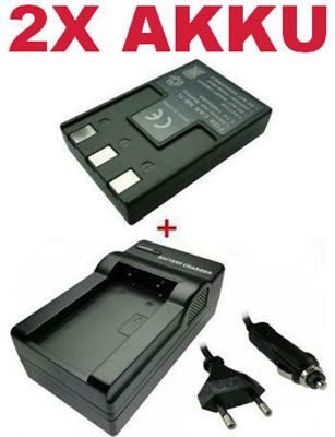 2x AKKU+ LADEGER&Auml;T CANON IXUS 300 330 400 500 V V2 V3