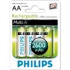 Philips AA Akku 2600 mAh Multilife Mignon 4er Pack OVP