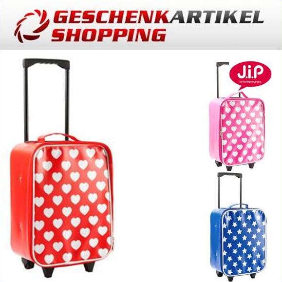 Kinder-Reisetrolley aus PVC, rot mit Herzen
