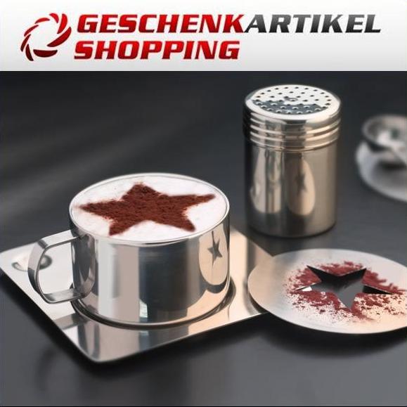 Cappuccino Set aus Edelstahl mit Zierschablonen 6-tlg.