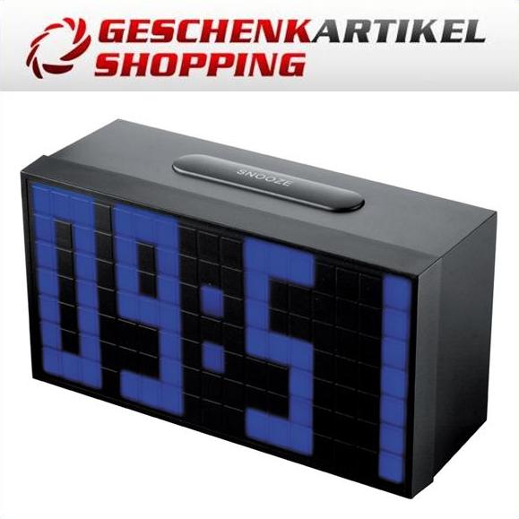 LED Wecker Retrolook mit blauer Leuchtanzeige schwarz