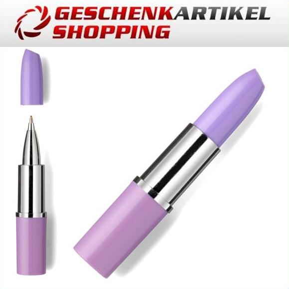 Stylischer Kugelschreiber im Lippenstiftdesign, violett
