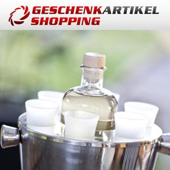 Schnapsflaschenkühler Nastrovje Edelstahl mit 6 Gläsern