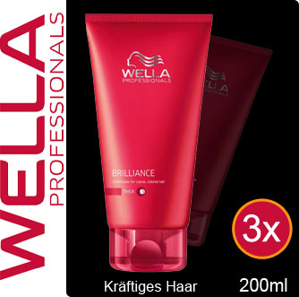 3x-Wella-Care-BRILLIANCE-CONDITIONER-thick-Spuelung-fuer-kraeftiges-Haar-200ml