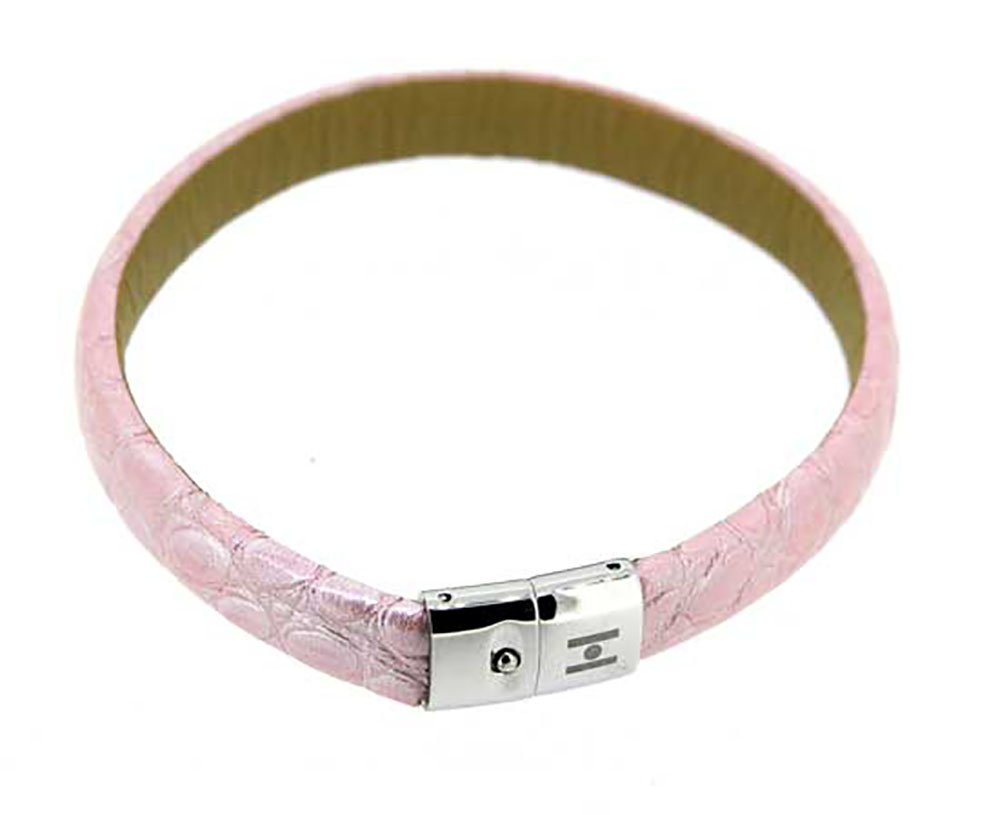 Uhrenarmband Hirsch Durchzugsband Leder Pink Macaria Armreifen NEU5959
