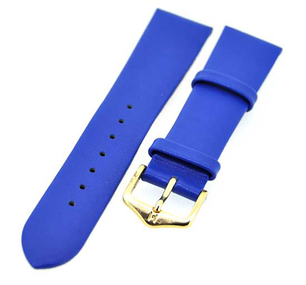 Uhrenarmband Hirsch blau 10109585-18 Textilband Gold 18 mm Roma 6119
