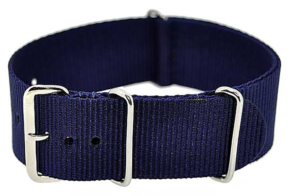 Uhrenarmband Durchzugsband Polyester dunkelblau Uni 20mm NEU 7848