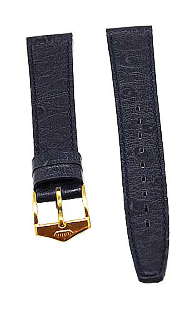 Uhrenarmband FORTIS Leder blau Ton in Ton 14mm Schließe gold NEU 8497