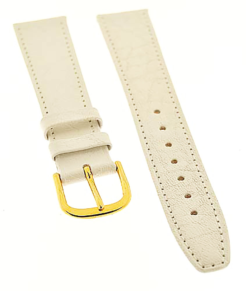 Uhrenarmband FORTIS Swiss Made LEDER weiß Ton in Ton 16mm NEU 8501