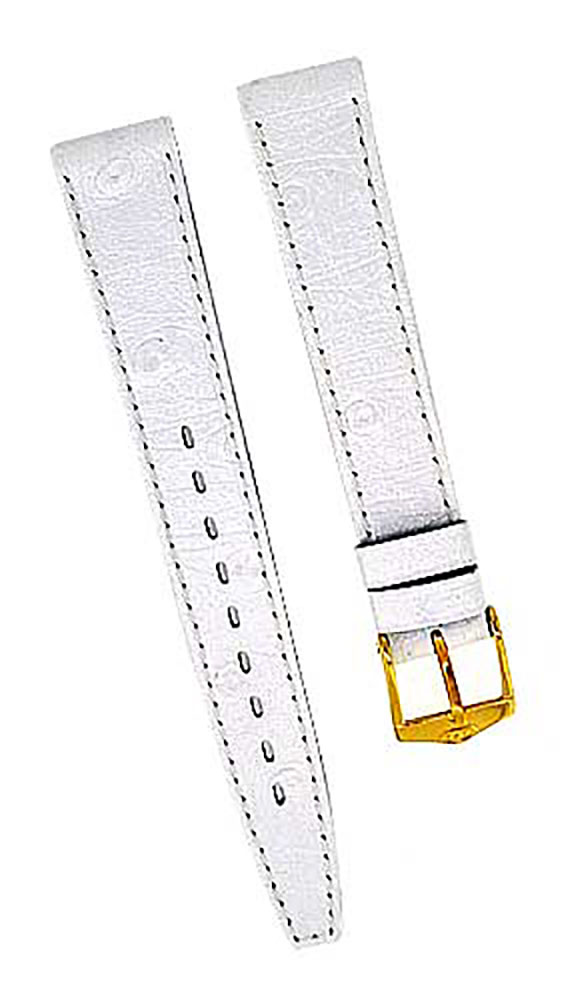 FORTIS Uhrenarmband LEDER weiß mit weißer Naht 14mm gold NEU 8516