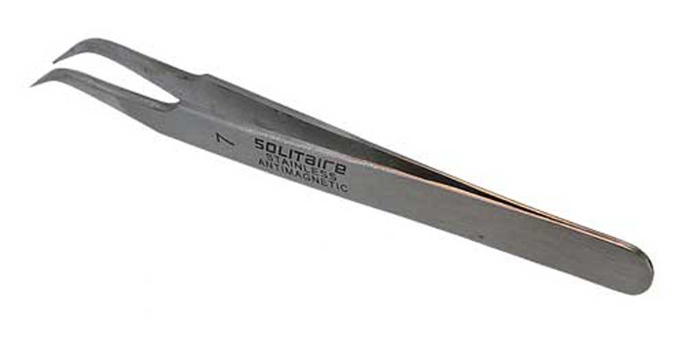 Werkzeug Uhrmacher Zange Pinzette gebogen Stahl silber WZ-1 NEU 9941