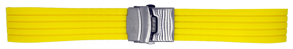 Uhrenarmband Silikon Streifen gelb 18mm Faltschließe matt NEU 10985