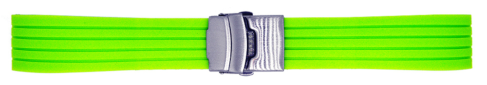 Uhrenarmband Silikon Streifen grün 18mm Faltschließe matt NEU 10986