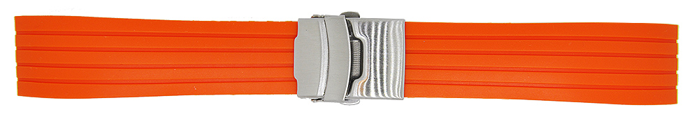 Uhrenarmband Silikon Streifen orange 18mm Faltschließe matt NEU 10987