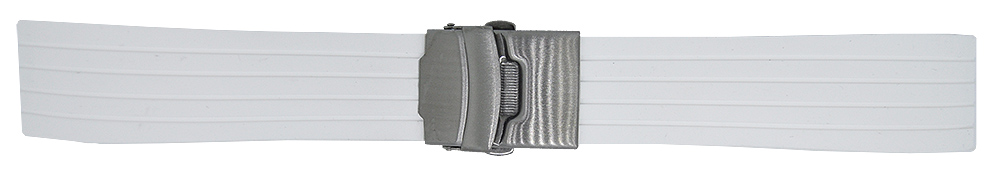 Uhrenarmband Silikon Streifen weiß 18mm Faltschließe matt NEU 10989