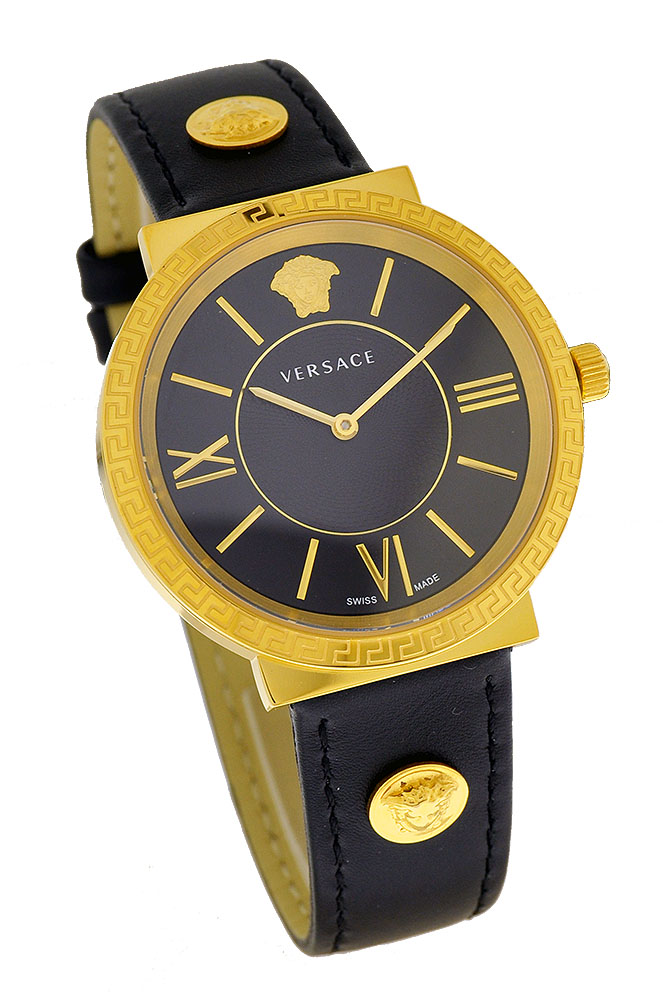 Versace Damenuhr VEVE003 Glam LEDER schwarz gold UVP:790,-€ NEU 11832