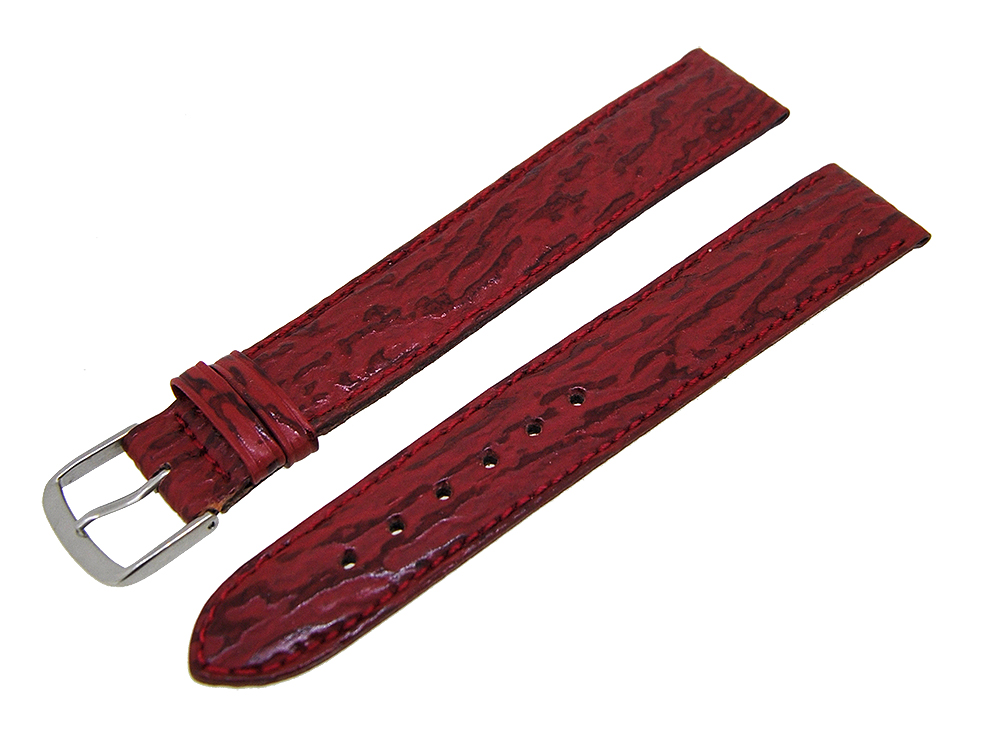 Uhrenarmband Lederband Rot Ton in Ton 18mm Dornschließe Silber NEU 14145