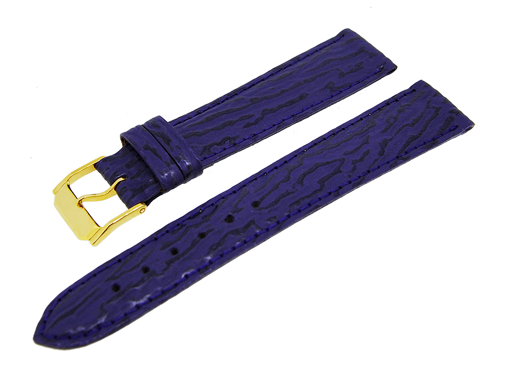 Uhrenarmband Lederband Violett Ton in Ton 18mm Dornschließe Gold NEU 14148