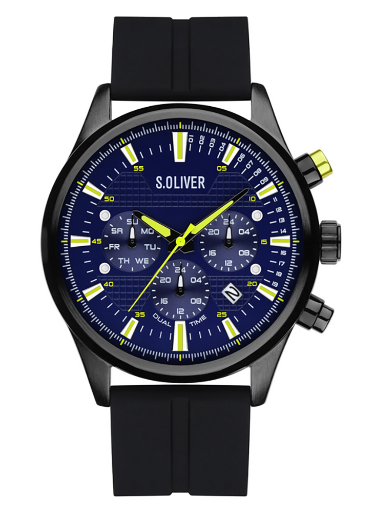 Orig. s.Oliver Herrenuhr SO-4182-PM Silikon schwarz Datum Tag UVP:119,95€ 14266