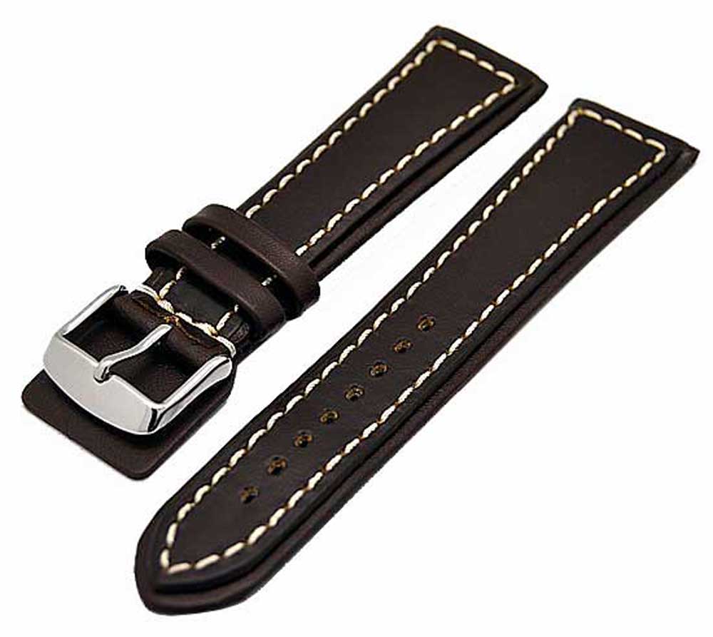 Uhrenarmband dunkelbraun 24mm 100% Kalbleder Panzer Uhrenband 3772