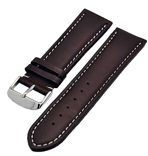 Uhrenarmband Armband braun mit weisser Naht 22mm Kalbleder NEU 3806