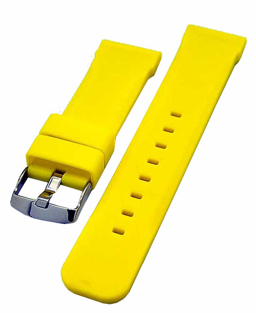 Uhrenarmband Silikon Kautschuk 22mm Diver gelb Breitdorn 3835