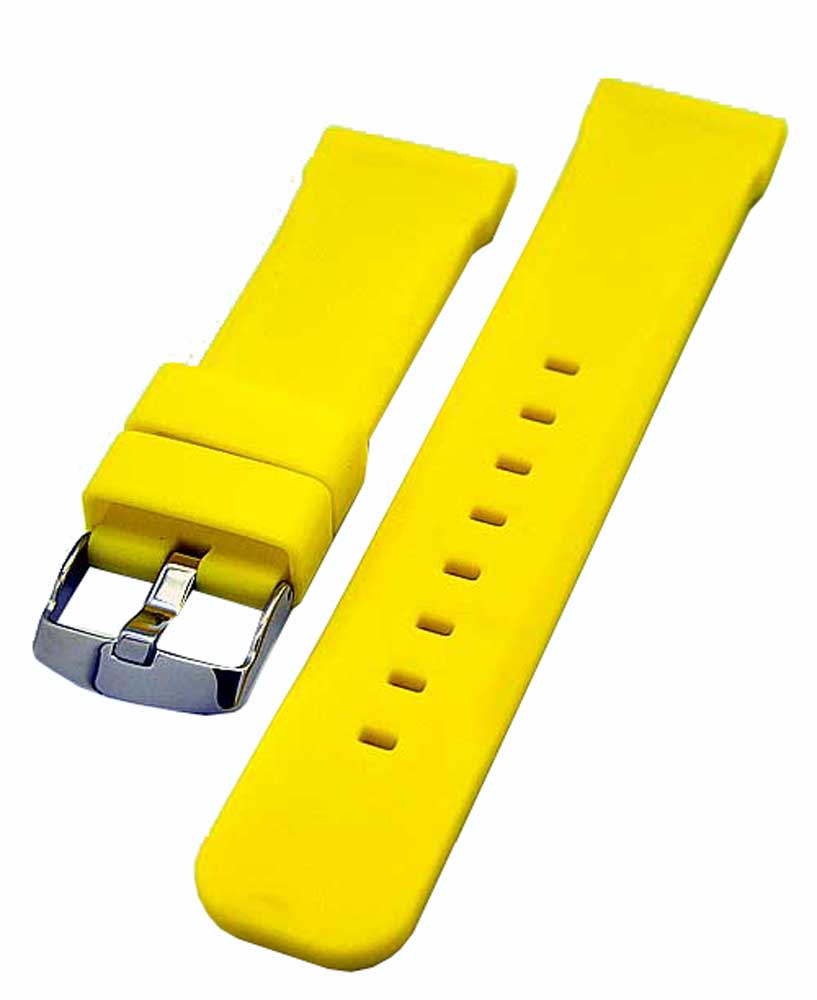 Uhrenarmband Silikon Kautschuk 18mm Diver gelb Breitdorn 3848