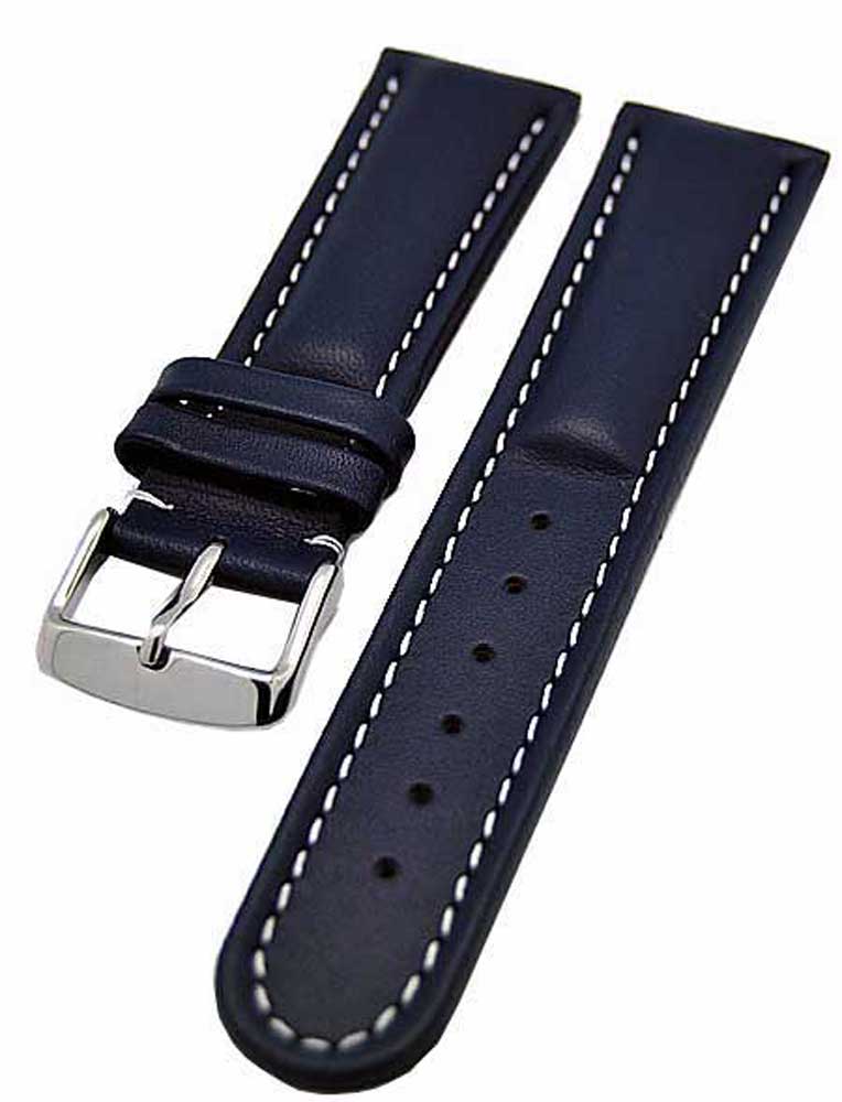 Uhrenarmband Armband blau gepolstert 22mm Kalbleder 3858