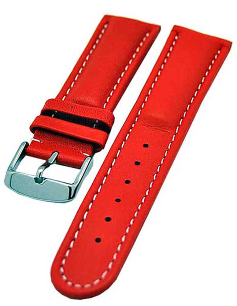 Uhrenarmband Armband ROT sportlich gepolstert 20mm Kalbleder 3862