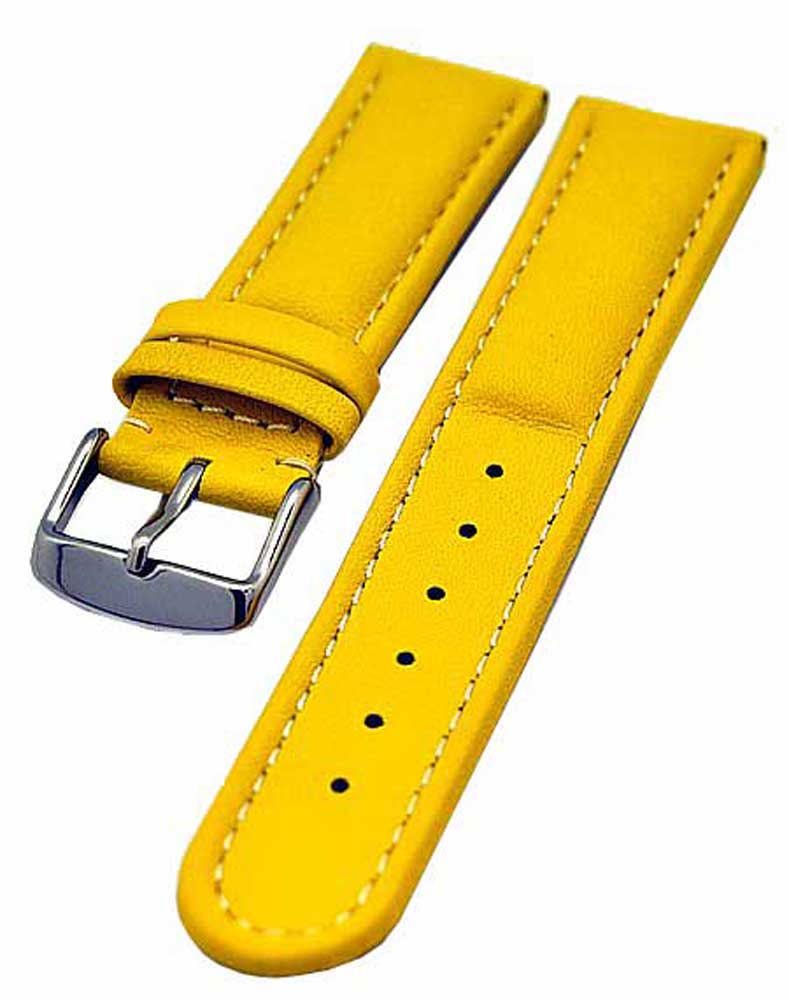 Uhrenarmband Armband GELB gepolstert 24mm Kalbleder 3872