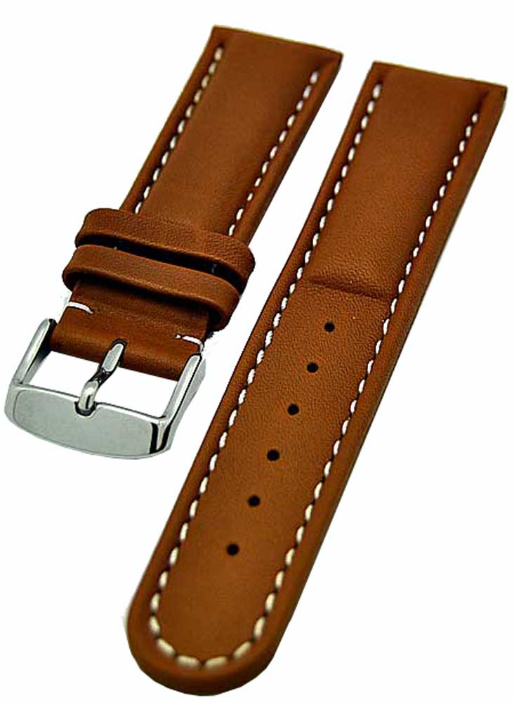 Uhrenarmband Armband hellbraun gepolstert 18mm Kalbleder 3890
