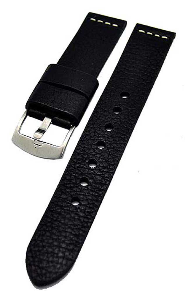 Uhrenarmband Ravenna XL extra lang schwarz 20mm Kalbleder 3898