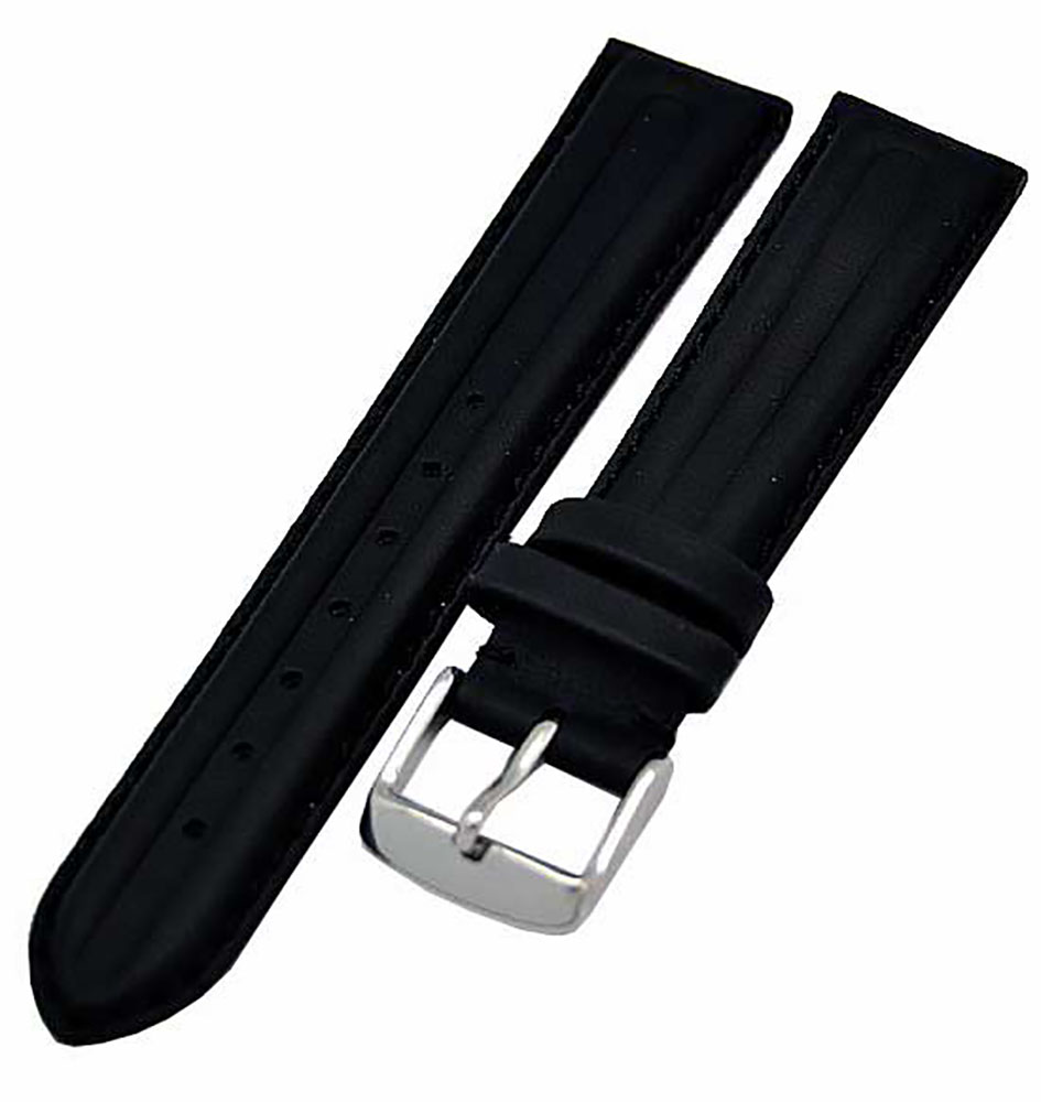 Uhrenarmband Leder wasserabweisend hydrophobiert schwarz 16mm 4285