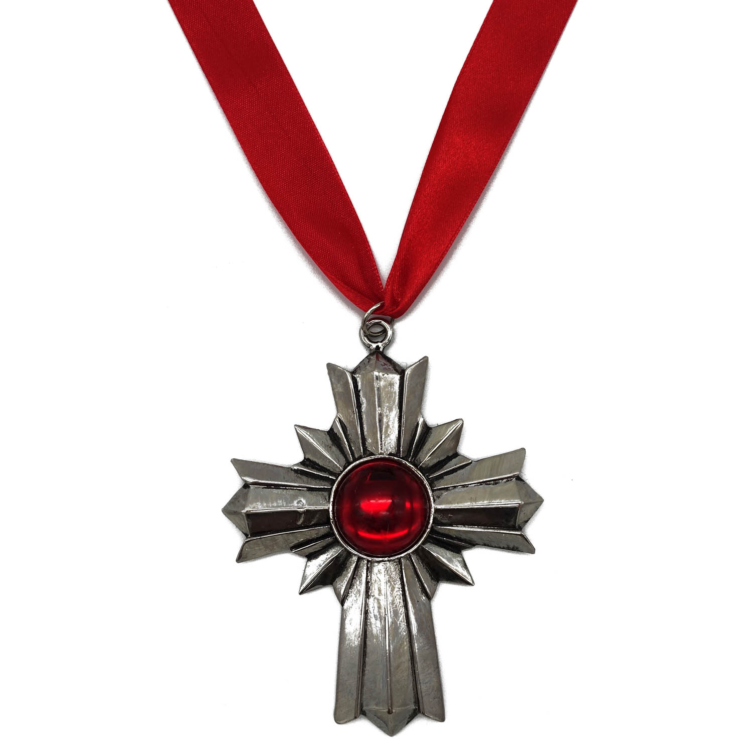 XL Vampir Kreuz Medaillon (Rotes Halsband) Keller 09136 (W)