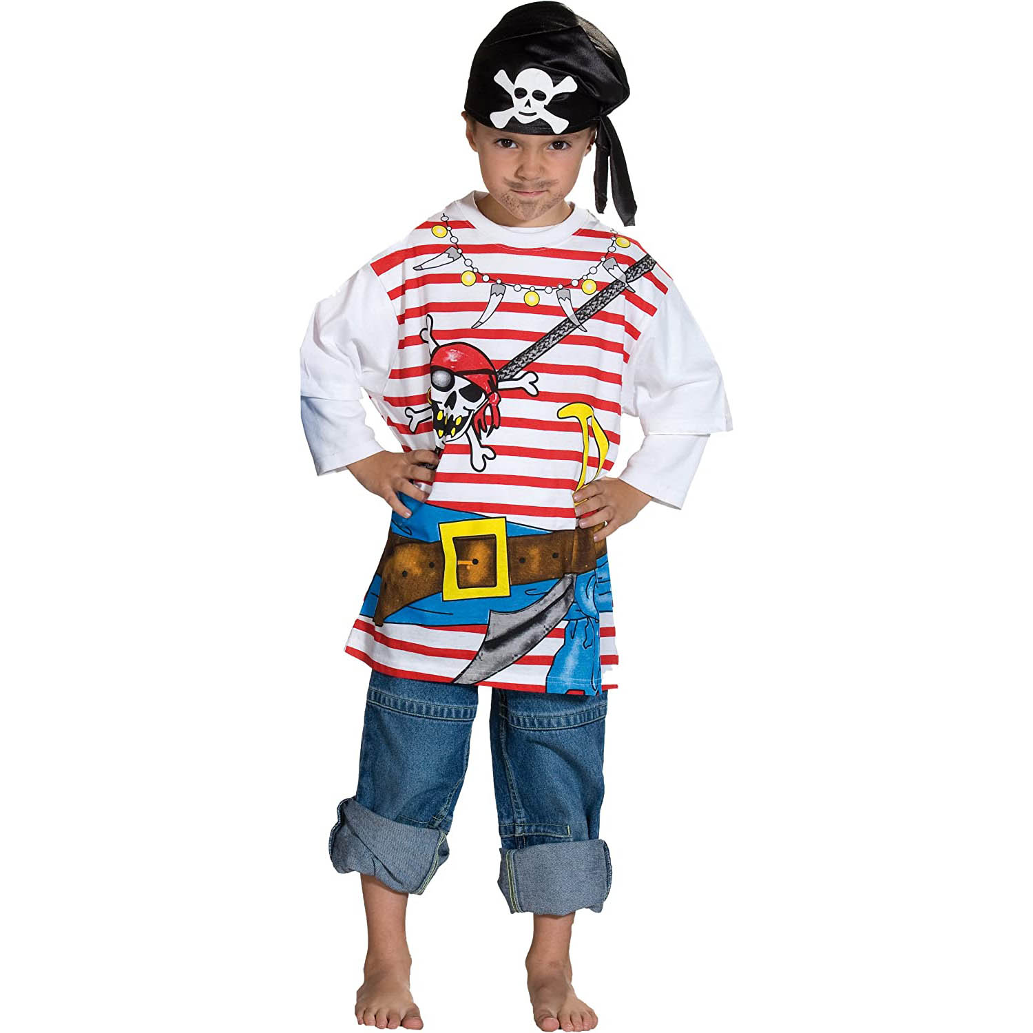 Kinder Piraten Shirt (Totenkopf und Papagei) Rubies 2204 (B)